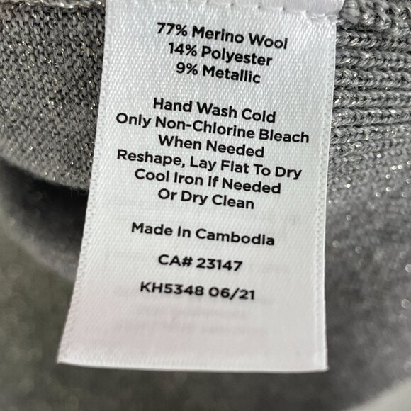 NEW Talbots Plus 3X Gray Metallic Sweater Merino Wool Blend Long Sleeve Knit Top - Picture 5 of 10